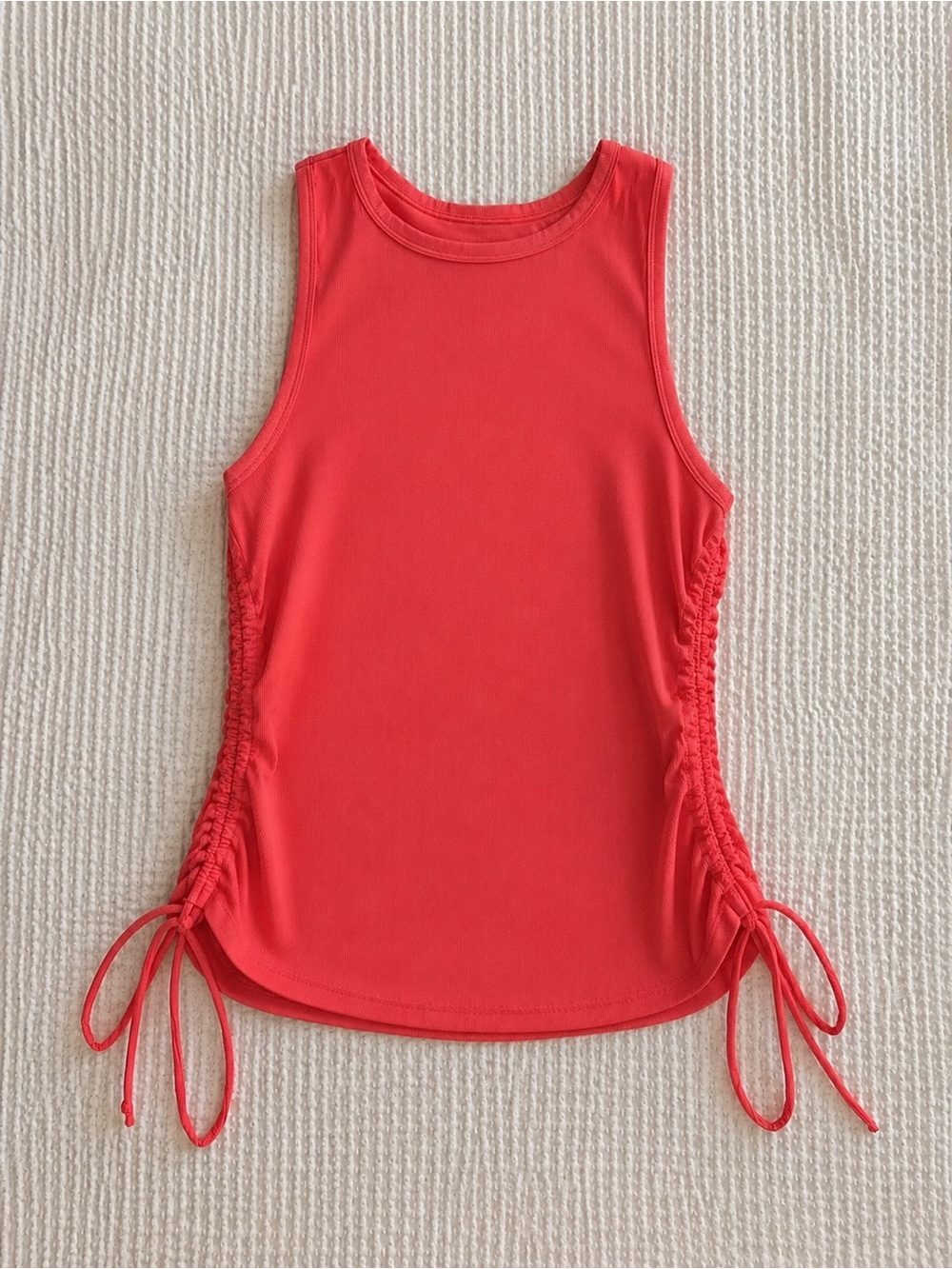 Women’s Coral Red Side-Ruched Tank Top